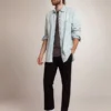 Camisas de mezclilla decoloradas para hombre con tachuelas martilladas