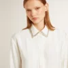 Camisas de mujer con diseño de rayas verticales y bordado de cristales