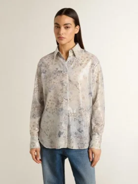 Camisas de mujer con estampado floral multicolor de lentejuelas