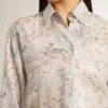 Camisas de mujer con estampado floral multicolor de lentejuelas