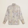 Camisas de mujer con estampado floral multicolor de lentejuelas