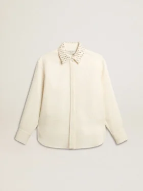Camisas de mujer de mezcla de viscosa y algodón con cuello adornado con cristales