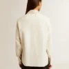 Camisas de mujer de mezcla de viscosa y algodón con cuello adornado con cristales
