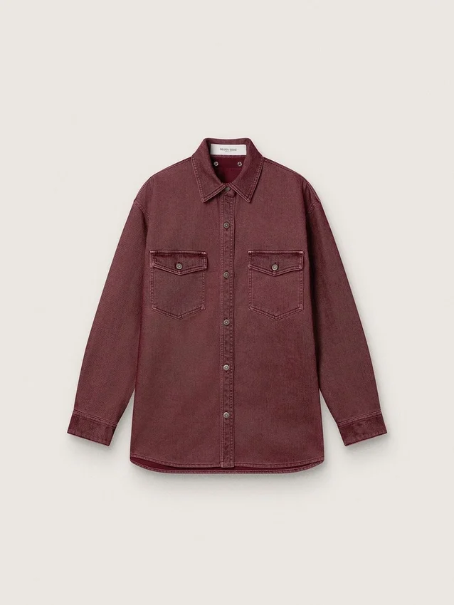 Camisas de mujer en denim color burdeos