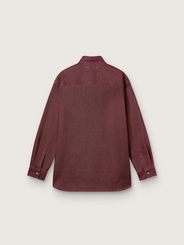 Camisas de mujer en denim color burdeos