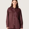 Camisas de mujer en denim color burdeos