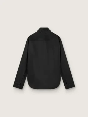 Camisas de mujer en sarga de lana negra con bordado floral de cuentas de cristal