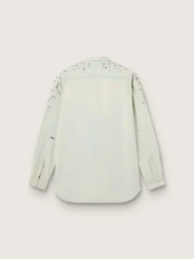 Camisas de mujer estilo boyfriend decoloradas con cristales cabujón
