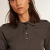 Camisas de polo para mujer de lana merino antracita