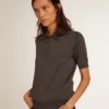 Camisas de polo para mujer de lana merino antracita