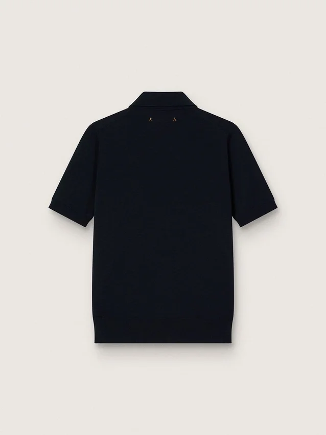 Camisas de polo para mujer de lana merino azul marino