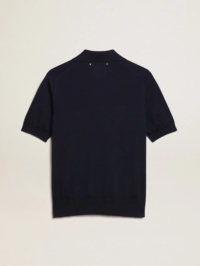 Camisas de polo para mujer de lana merino azul marino