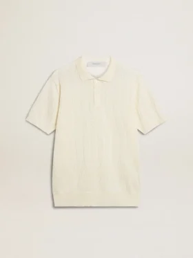 Camisas de punto jacquard blancas para hombre