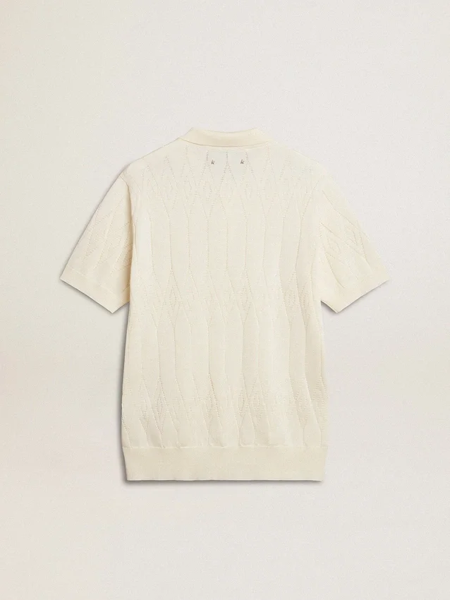 Camisas de punto jacquard blancas para hombre