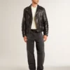 Camisas de punto para hombre en blanco desgastado con ribetes azules