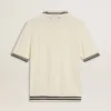 Camisas de punto para hombre en blanco desgastado con ribetes azules