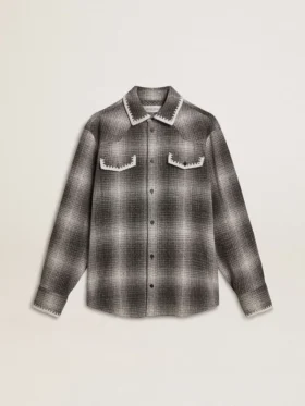Camisas grises para hombres con bordado blanco