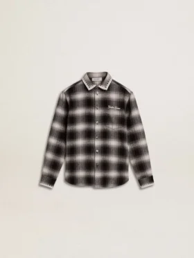 Camisas infantiles a cuadros blancos y negros con bordado blanco
