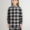 Camisas infantiles a cuadros blancos y negros con bordado blanco