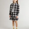 Camisas infantiles a cuadros blancos y negros con bordado blanco