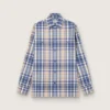 Camisas oversize para hombre de algodón a cuadros en índigo y beige