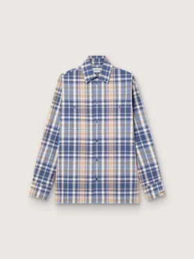 Camisas oversize para hombre de algodón a cuadros en índigo y beige