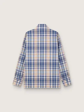Camisas oversize para hombre de algodón a cuadros en índigo y beige