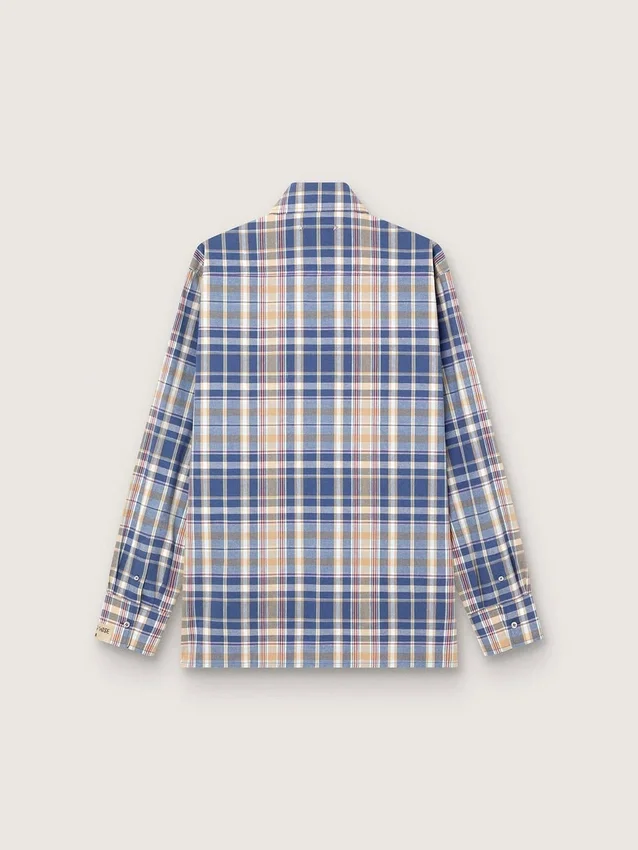 Camisas oversize para hombre de algodón a cuadros en índigo y beige