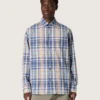 Camisas oversize para hombre de algodón a cuadros en índigo y beige