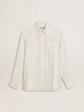 Camisas oversize para hombre en blanco desgastado con rayas verticales