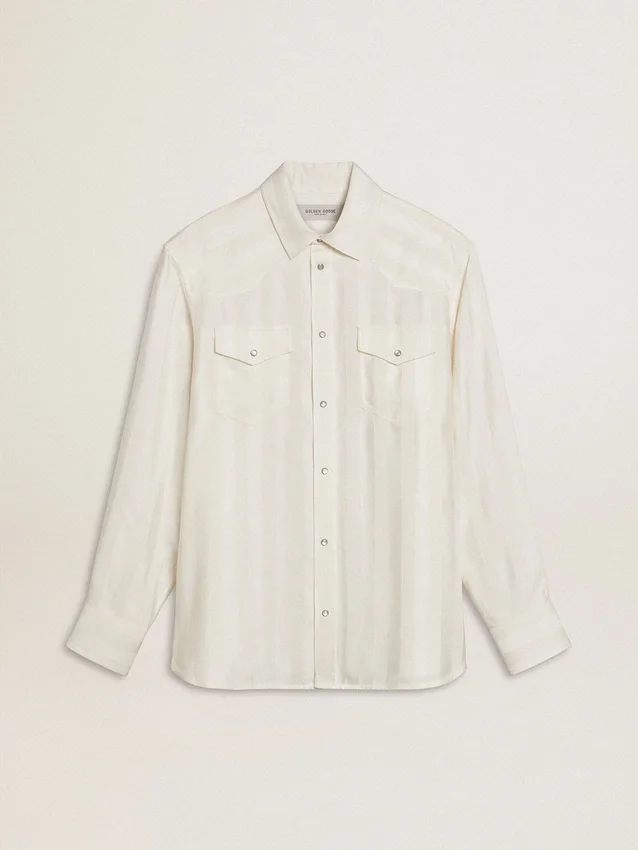 Camisas oversize para hombre en blanco desgastado con rayas verticales