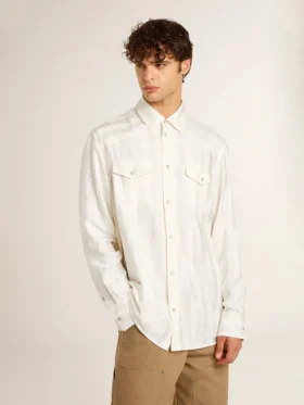 Camisas oversize para hombre en blanco desgastado con rayas verticales