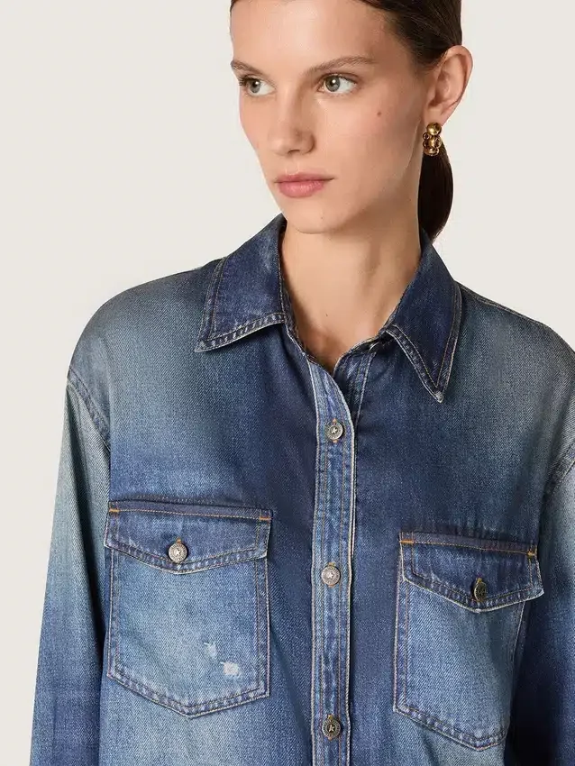 Camisas oversize para mujer con efecto denim desgastado