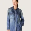 Camisas oversize para mujer con efecto denim desgastado