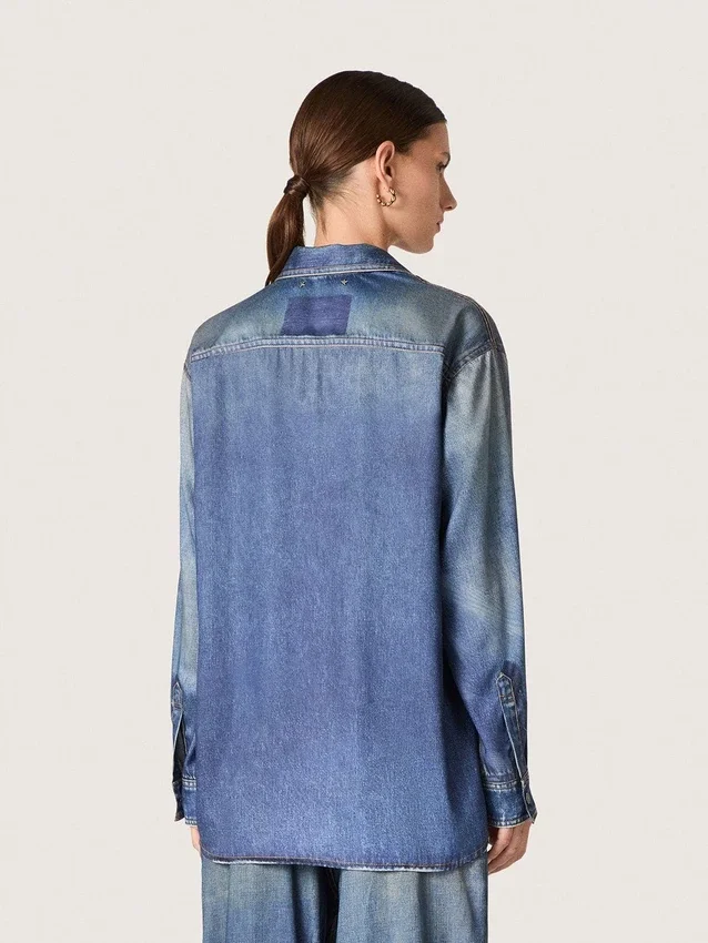 Camisas oversize para mujer con efecto denim desgastado