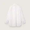 Camisas oversize para mujer de algodón blanco con detalles plisados y botones de joyería