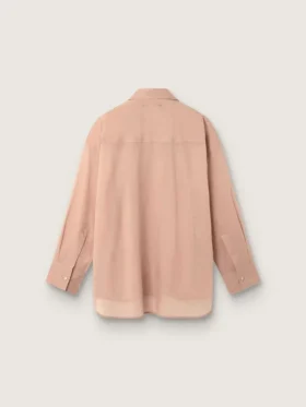 Camisas oversize para mujer en gasa de algodón color coral con detalle plisado