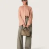 Camisas oversize para mujer en gasa de algodón color coral con detalle plisado