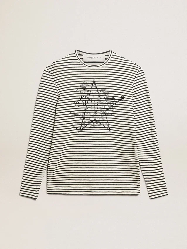 Camisas para hombre con rayas blancas y azules y bordado en el frente