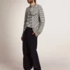 Camisas para hombre con rayas blancas y azules y bordado en el frente