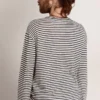 Camisas para hombre con rayas blancas y azules y bordado en el frente