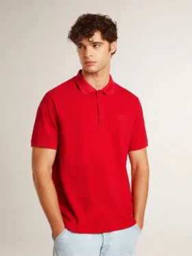 Camisas para hombre en piqué de algodón rojo