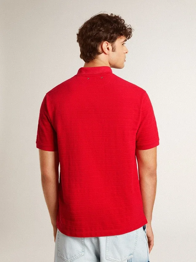 Camisas para hombre en piqué de algodón rojo