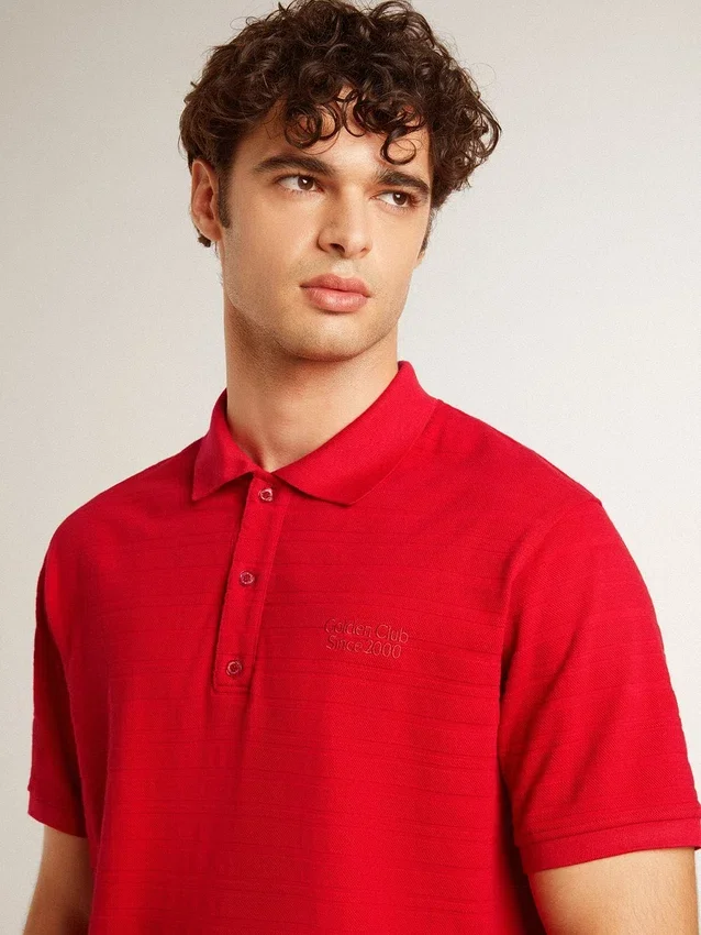 Camisas para hombre en piqué de algodón rojo