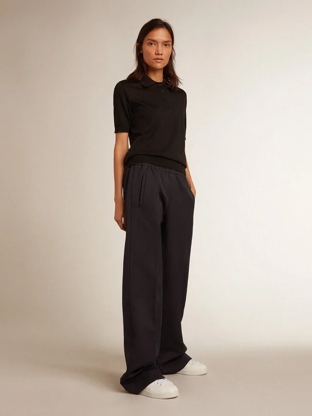 Camisas para mujer en lana merino negra