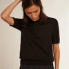 Camisas para mujer en lana merino negra