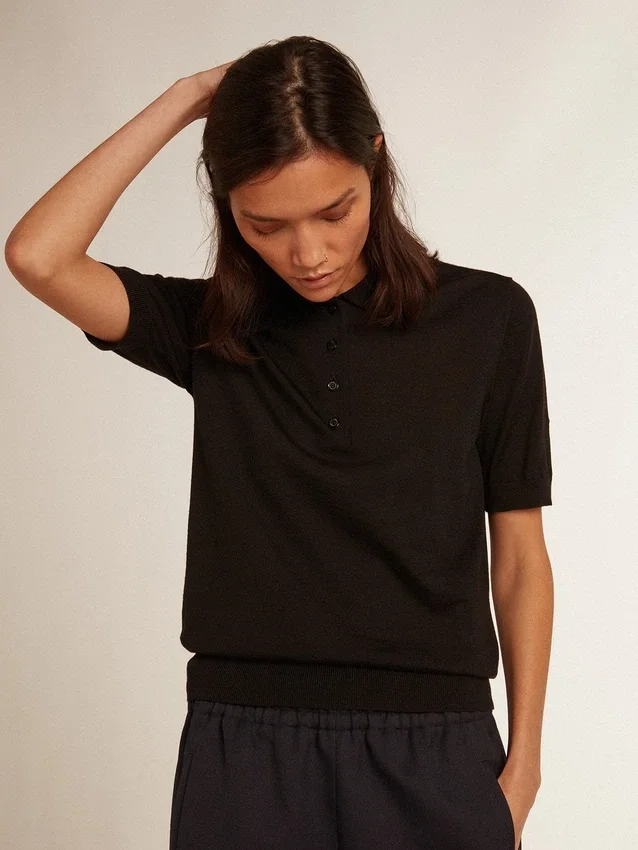 Camisas para mujer en lana merino negra
