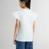 Camisas para niñas con mangas con volantes, letras y bordados