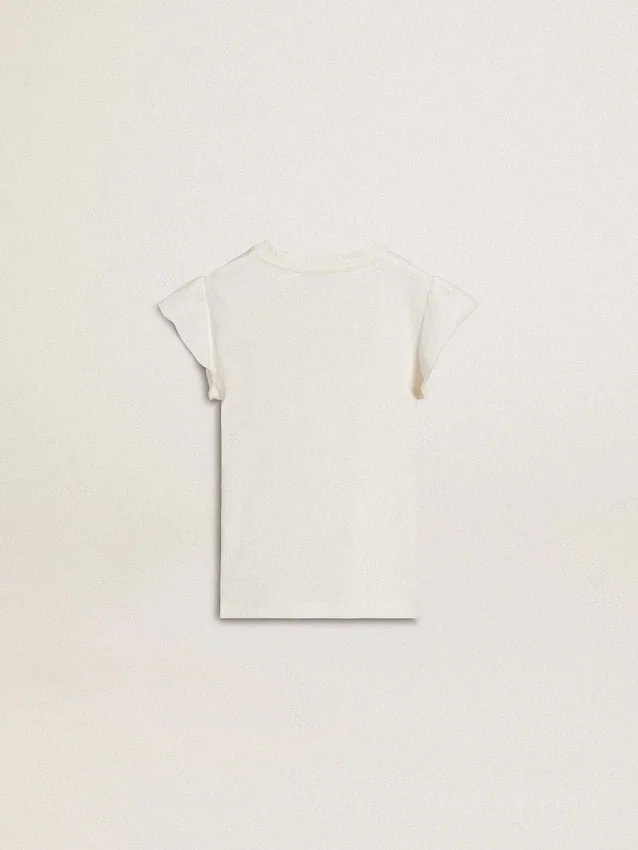 Camisas para niñas con mangas con volantes, letras y bordados