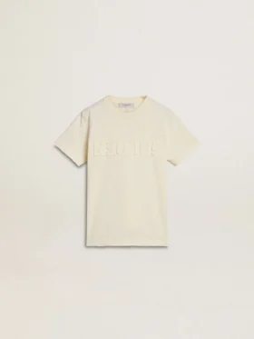 Camisas para niños color crema con logotipo en relieve